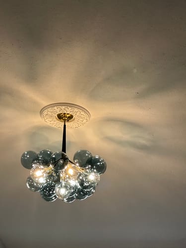 Customer photo review of Modern Cluster Blue Glass Globe Bubble Chandelier