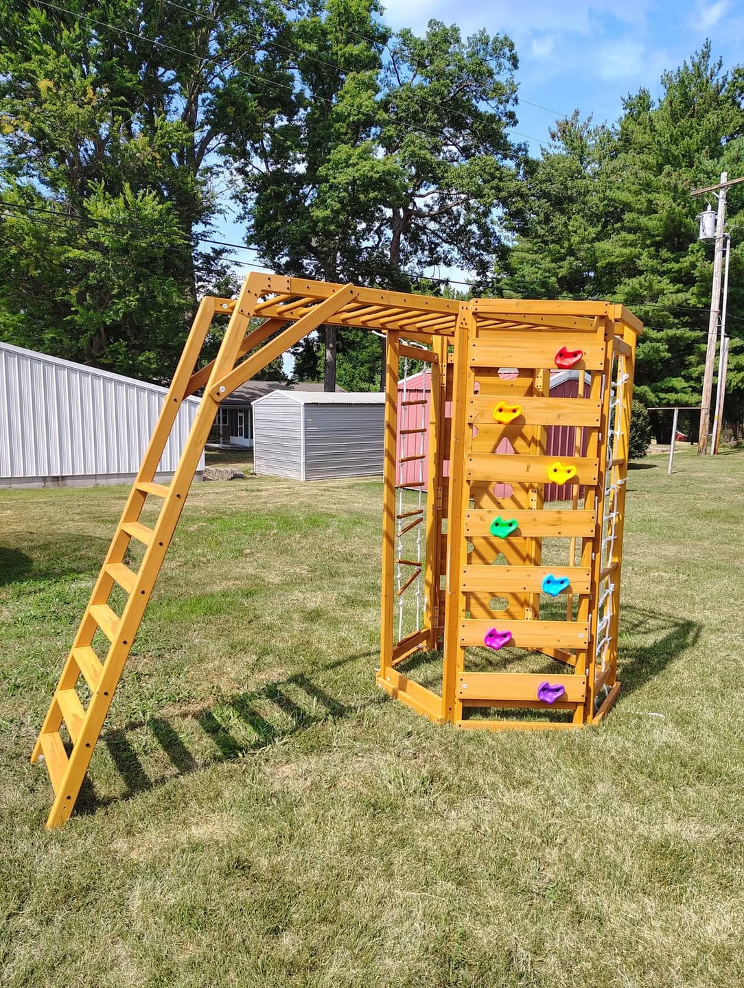 Customer photo review of Hawthorn Outdoor Climber Playset | Monkey Bars, Swing & Octagon Climber for Kids