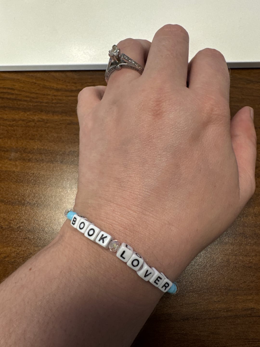 Customer photo review of book lover friendship bracelet