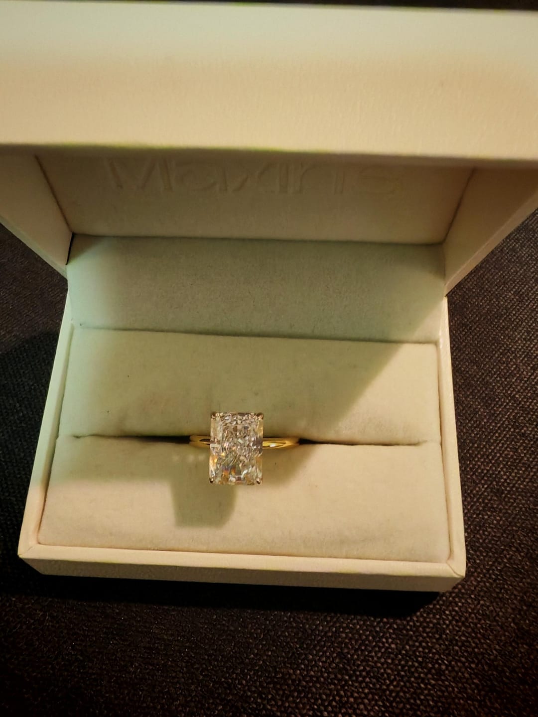 Customer photo review of S925 Classic 4.5 Carat Radiant Cut Simulated Diamond Engagement Ring/Wedding Set