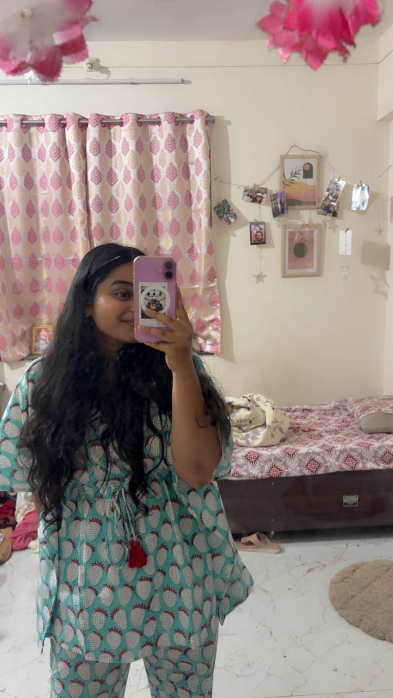 Customer photo review of Mint Strawberry Chill Jams Cotton Co-ord Set