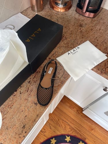 Customer photo review of Alaia Mary Jane Ballet Flat Black Lambskin 293229