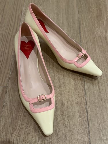Customer photo review of Viv Canard Pumps 55 Pink White Patent Leather