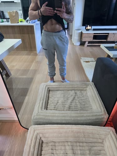 Customer photo review of GREY OVERSIZED COMFORT TRACK PANTS