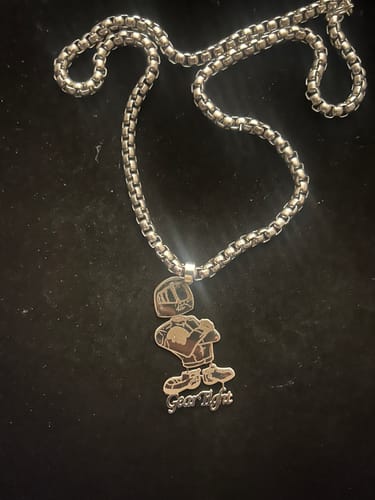 Customer photo review of Custom Logo Engraved Photo Pendant Necklace