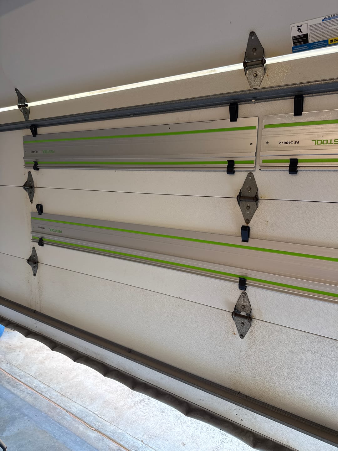 Customer photo review of Garage Door/Wall Mount Brackets for Track Saw Guide Rails