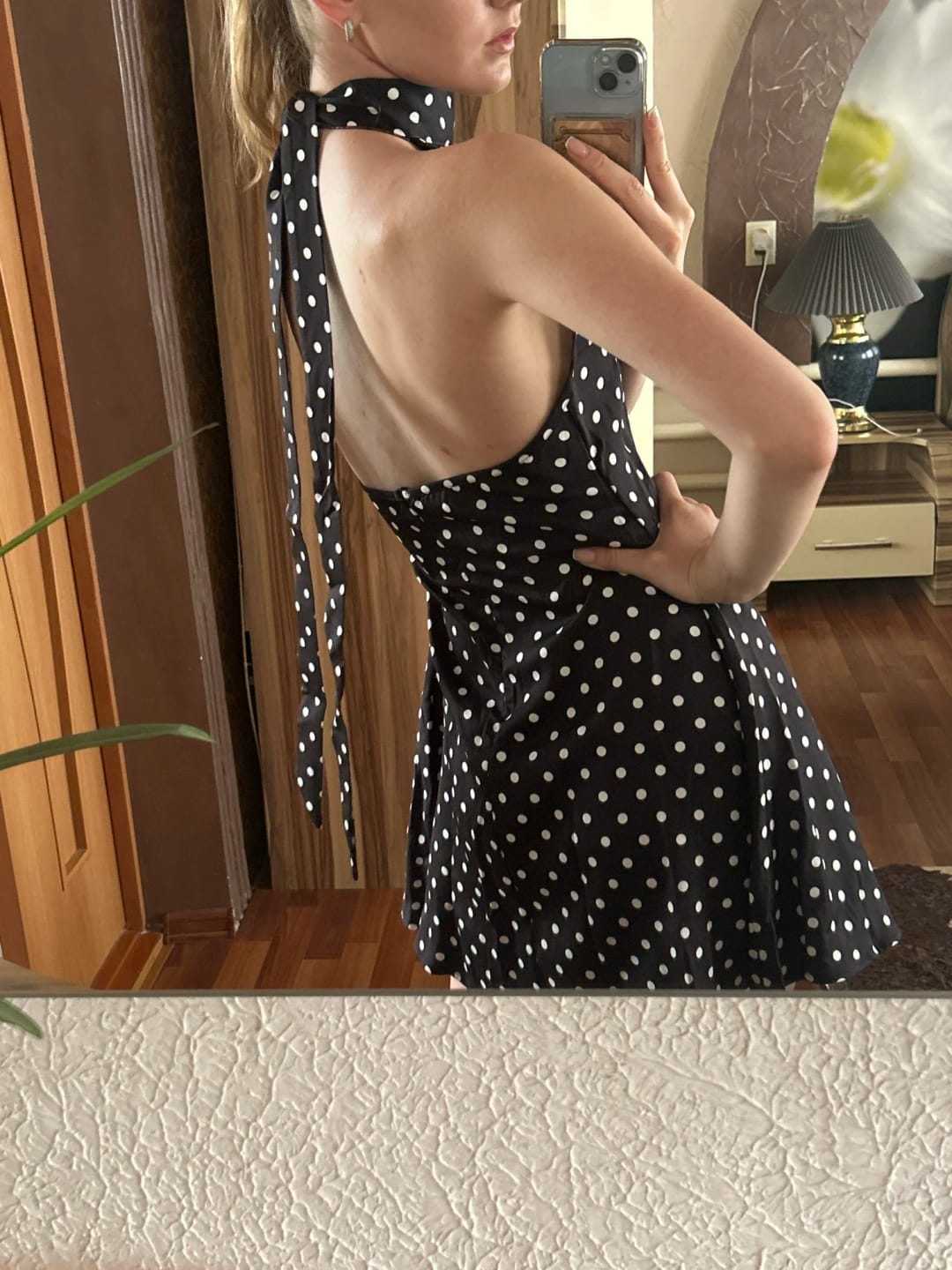 Customer photo review of Polka Dot Halter Dress
