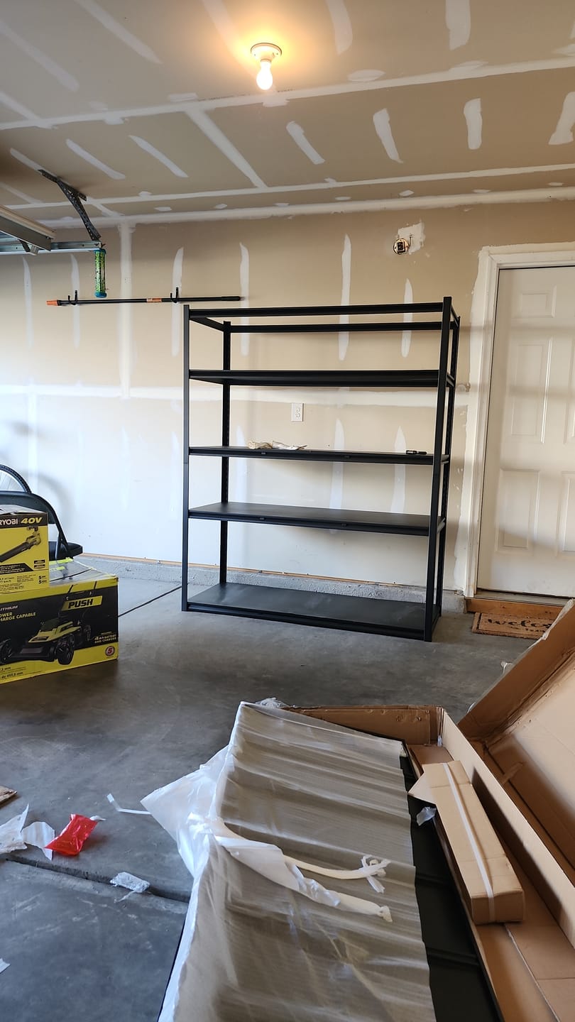 Customer photo review of REIBII 60"W x 72"H Industrial Garage Shelving, 3000LBS Heavy Duty Storage Shelves, Adjustable Metal Shelving for Basement Warehouse