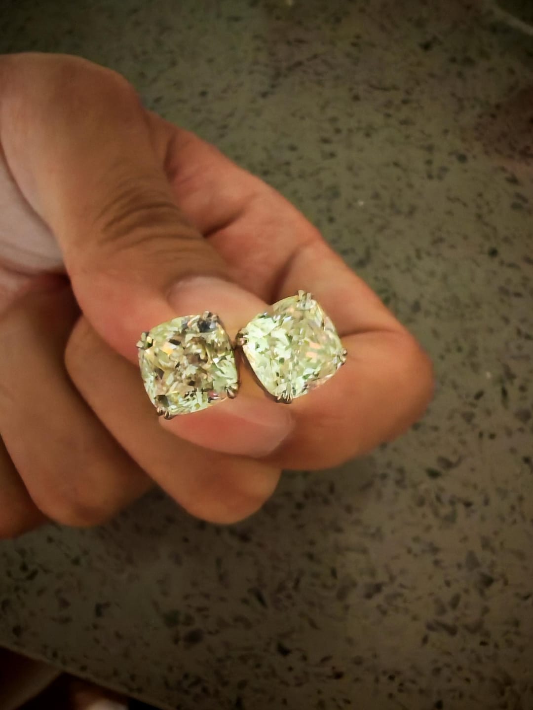 Customer photo review of Louily Stunning Sterling Silver 4.2 Ct Cushion Cut Stud Earrings For Women