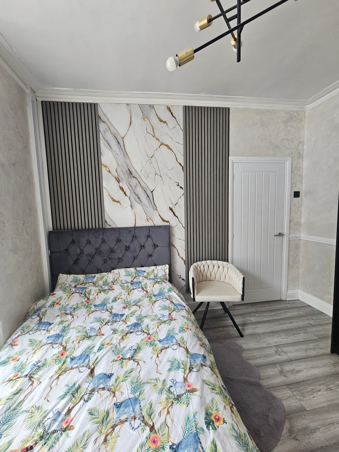 Customer photo review of Premium White Gold Marble Gloss Shower Wall Panel – 1M x 2.4M