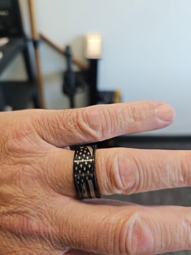 Customer photo review of The Hero Company's Don’t Tread On Me Ring- Helps Pair Veterans With A Service Dog Or Shelter Dog