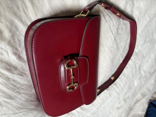 Customer photo review of HORSEBIT 1955 SHOULDER BAG 25 IN WINE RED LAMBSKIN GOLD HARDWARE