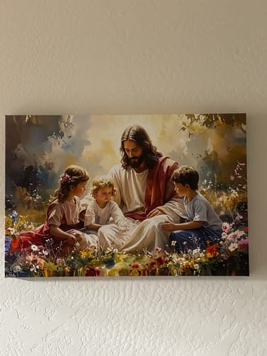 Customer photo review of Jesus With Children Faith Wall Art II