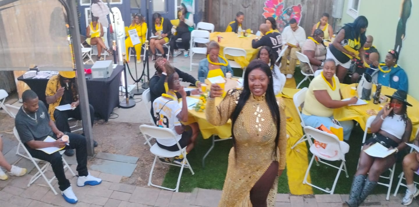 Customer photo review of Della Gold Dress (Ready To Ship)