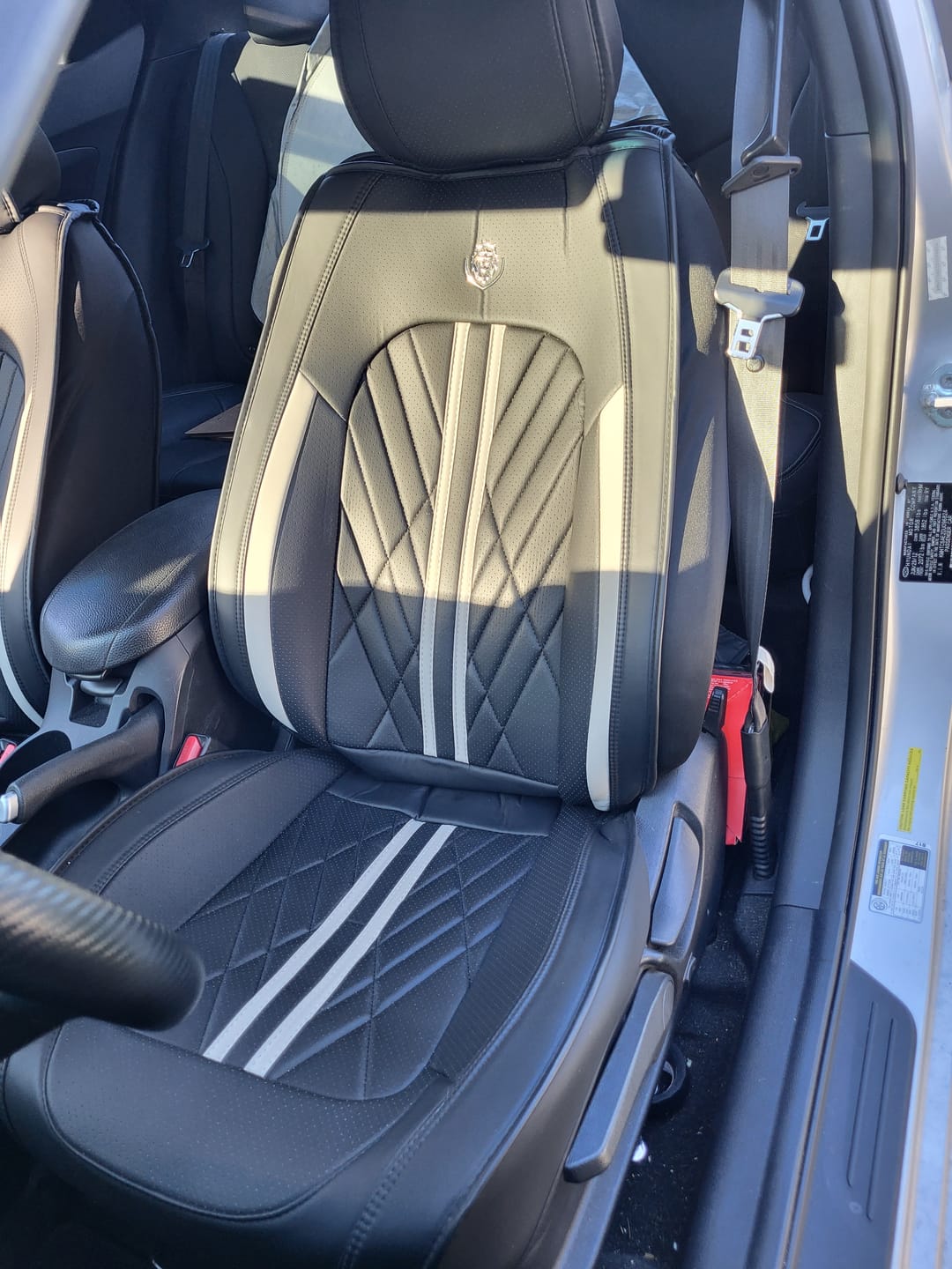 Customer photo review of Black & Gray Seat Cover