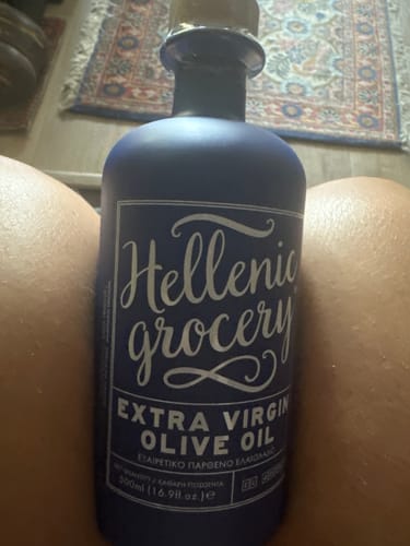 Customer photo review of Extra Virgin Olive Oil BLUE ceramic bottle - 500ml - Hellenic Grocery