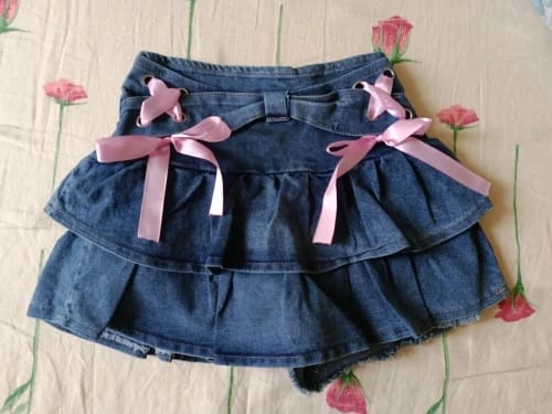 Customer photo review of Denim Mini Skirt With Ruffles