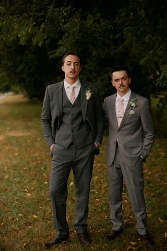 Customer photo review of Prince Of Wales Grey Herringbone Tweed 3 Piece Suit