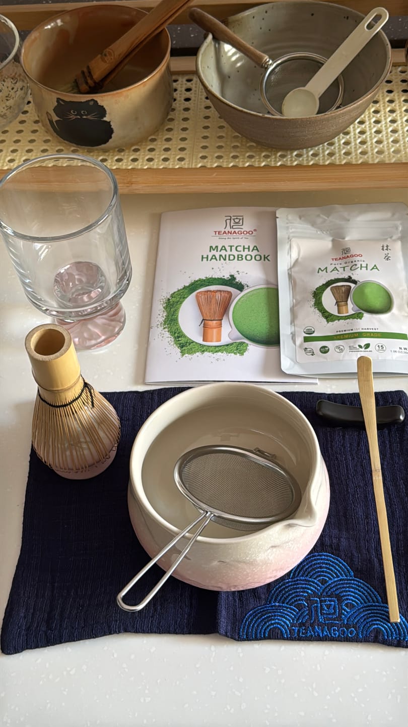 Customer photo review of Pink Princess Matcha Set-Snow Mountain Set with Pink Glass Cup and 30g Premium Grade Matcha