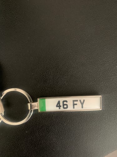Customer photo review of Personalised Metal Number Plate Keyring