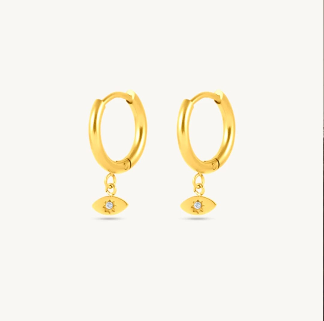 Customer photo review of Tiny Iris Star Hoop Earrings