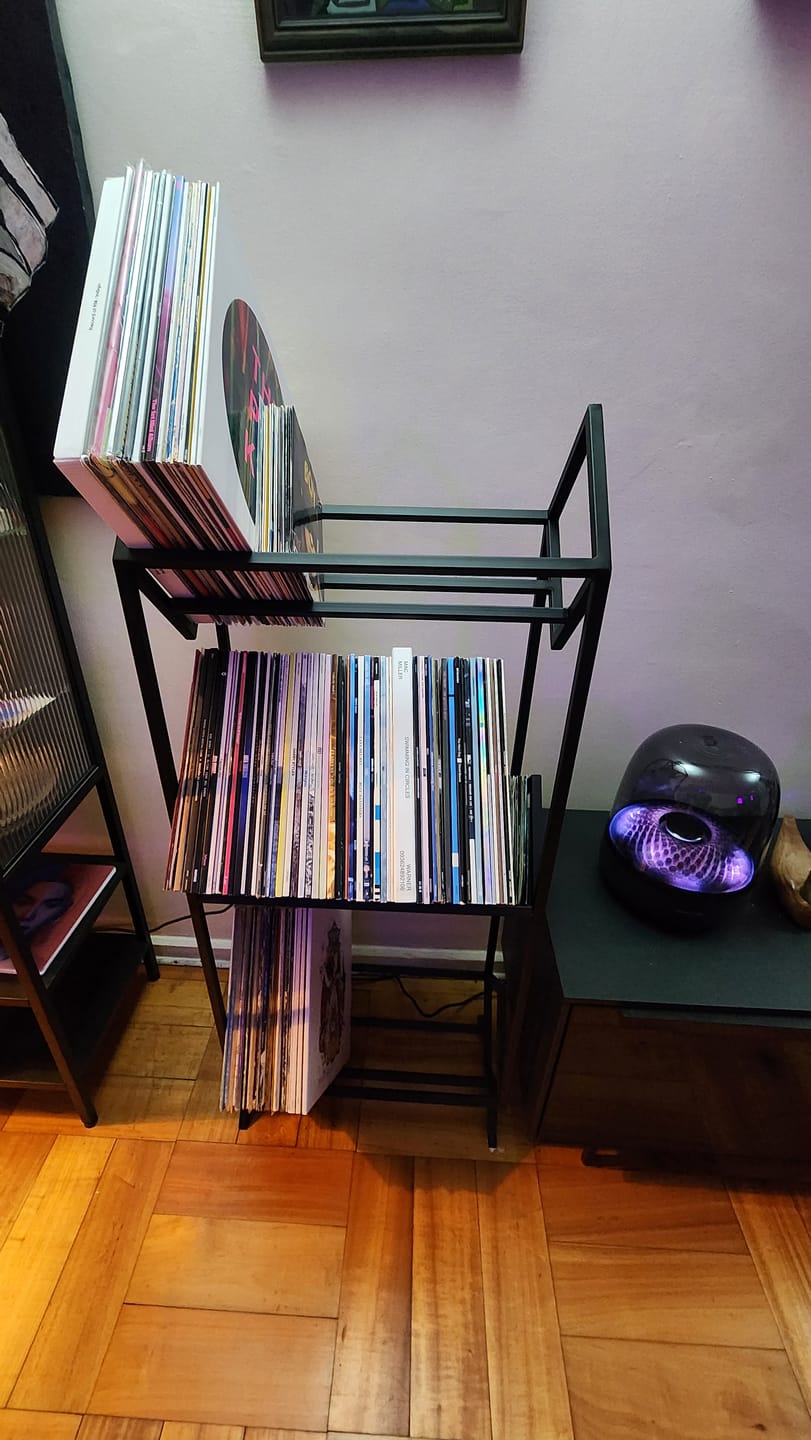 Customer photo review of Porta Vinilo Tres Niveles | LUXE METAL BLACK