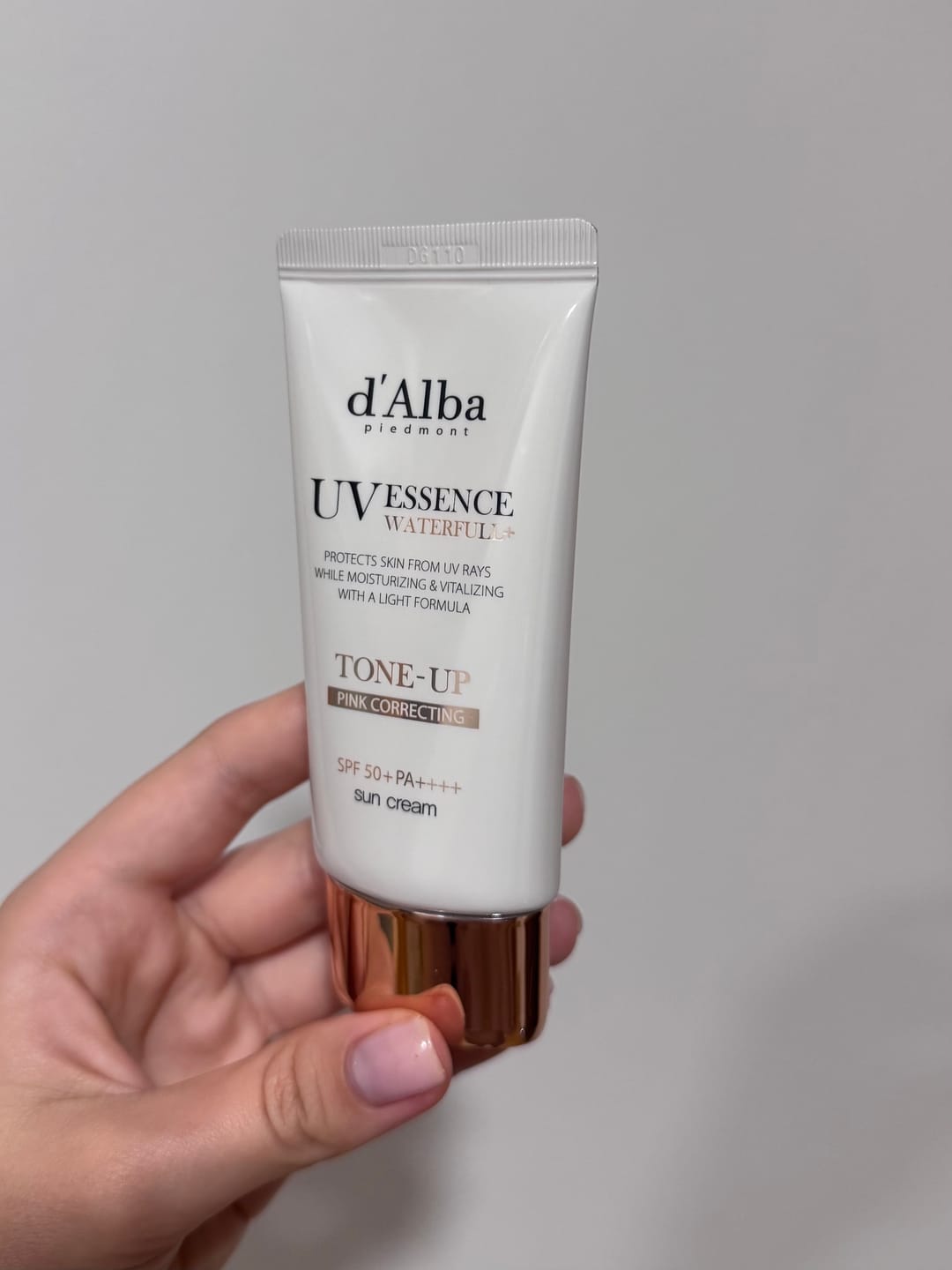 Customer photo review of Tonējošs saules aizsargkrēms d'Alba Waterfull Tone-Up Sun Cream