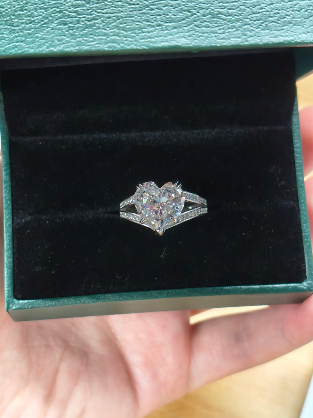 Customer photo review of Louily Exquisite 5.0 Carat Heart Cut Engagement Ring In Sterling Silver