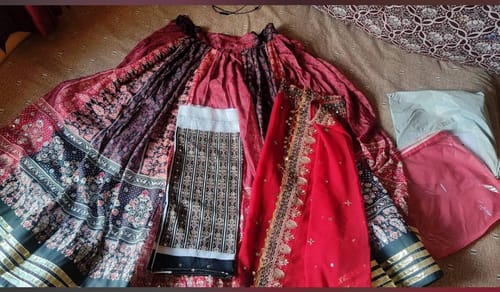 Customer photo review of Red Color Muslin  With Real Mirror Work Designer Lehenga Choli