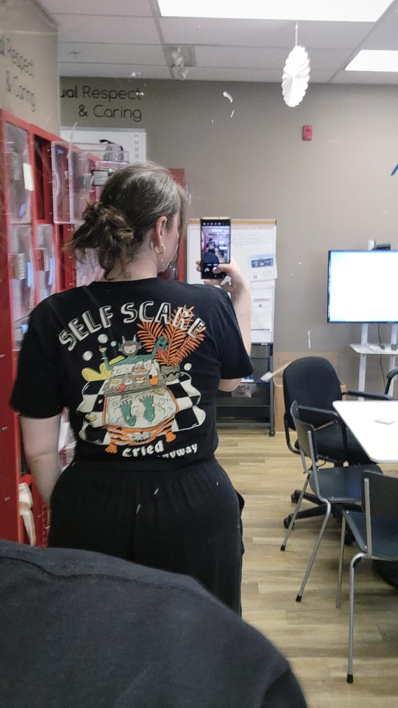 Customer photo review of Self Scare T-Shirt
