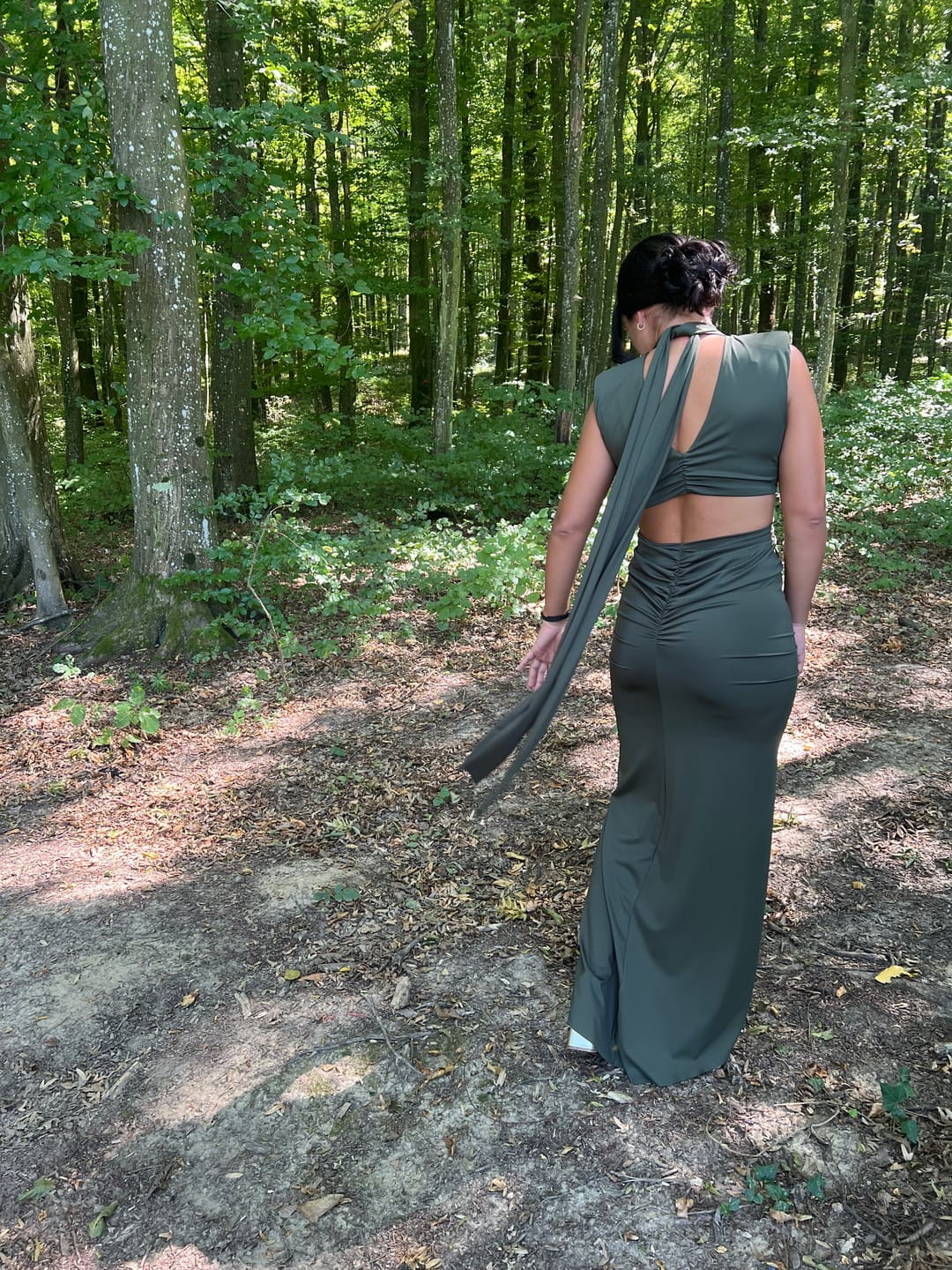 Customer photo review of WIST DRESS OLIVE GREEN