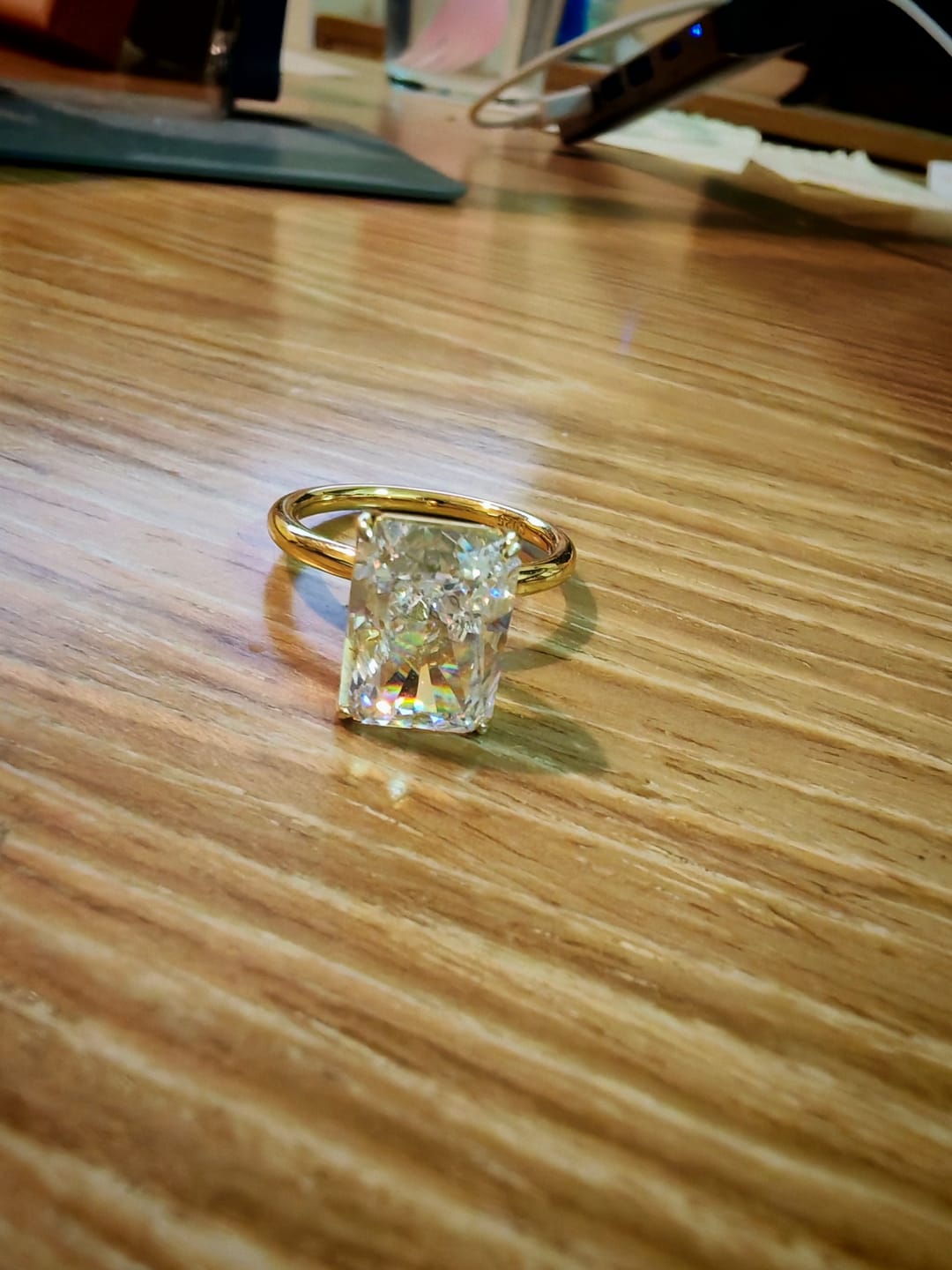 Customer photo review of S925 Classic 4.5 Carat Radiant Cut Simulated Diamond Engagement Ring/Wedding Set