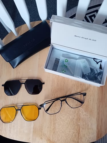 Customer photo review of Stallone | Magnetic Clip-on Eyeglasses Sunglasses | ZanyLen New Arrival 2025