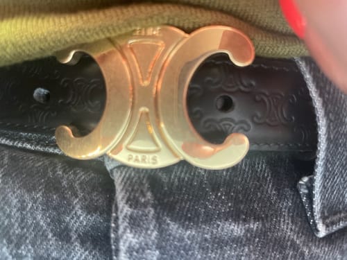 Customer photo review of CL TRIOMPHE 25 MM BELT IN BLACK CALFSKIN GOLD HARDWARE