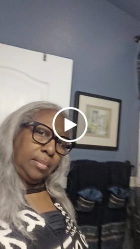 Customer video review of Luvwin Salt & Pepper Gray Beginner Friendly Glueless Straight Wig 100% Human Hair