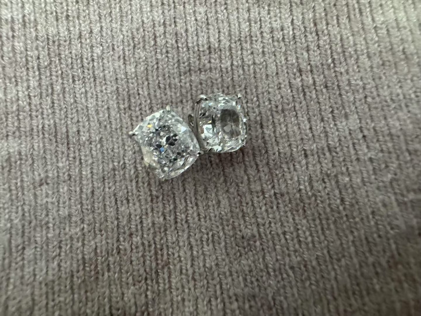 Customer photo review of S925 2.0Ct*2 Classic Cushion Cut Women's Stud Earrings In Sterling Silver For Everyday Wear