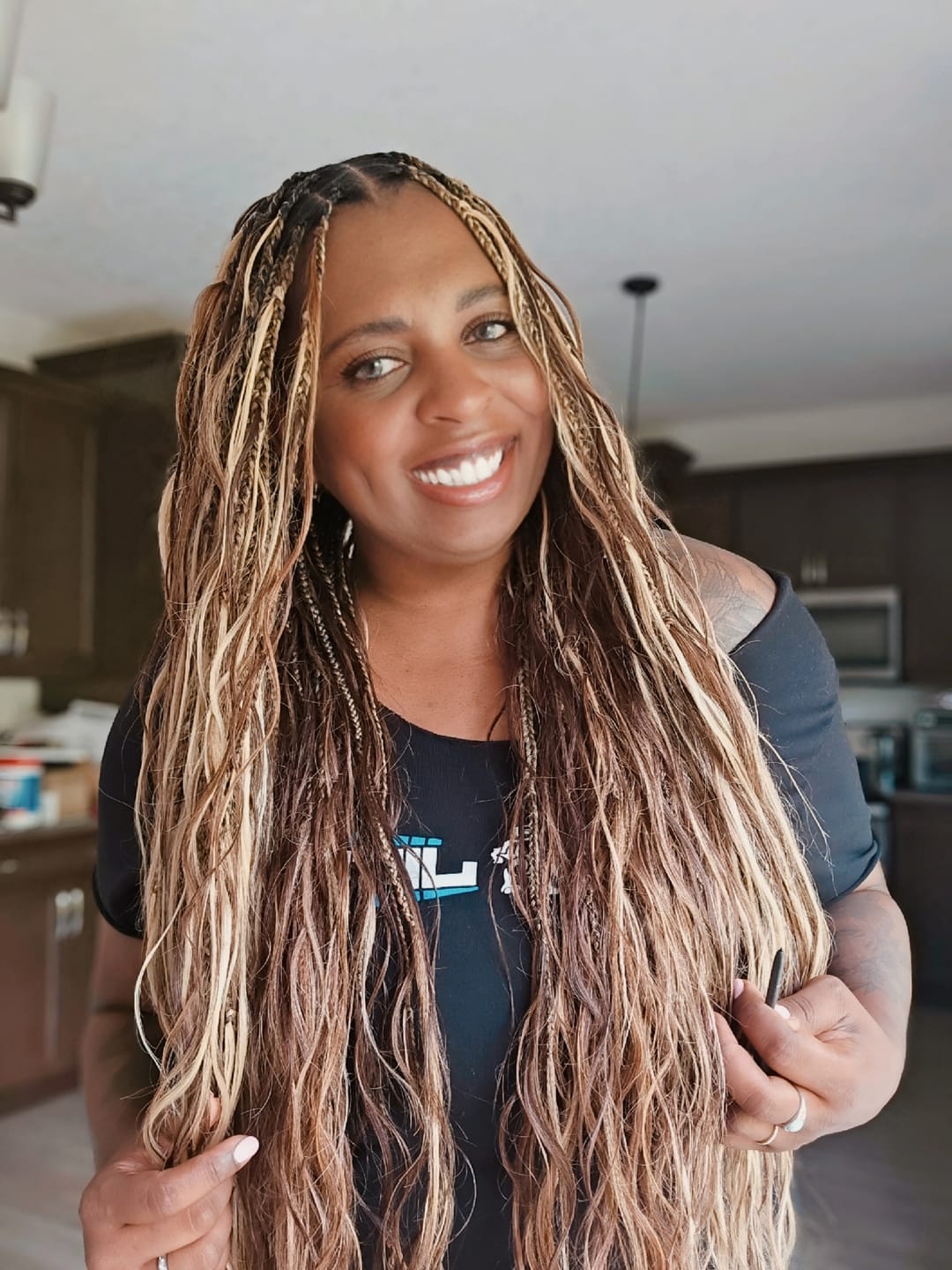 Customer photo review of #4/#27/#30 Mix Color Blend Body Wave Bulk Human Braiding Hair