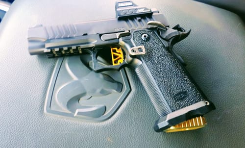 Customer photo review of STI 2011 9/38/BUL Armory | Brass | Double Stack Magazine Base Pad | IPSC Standard Division