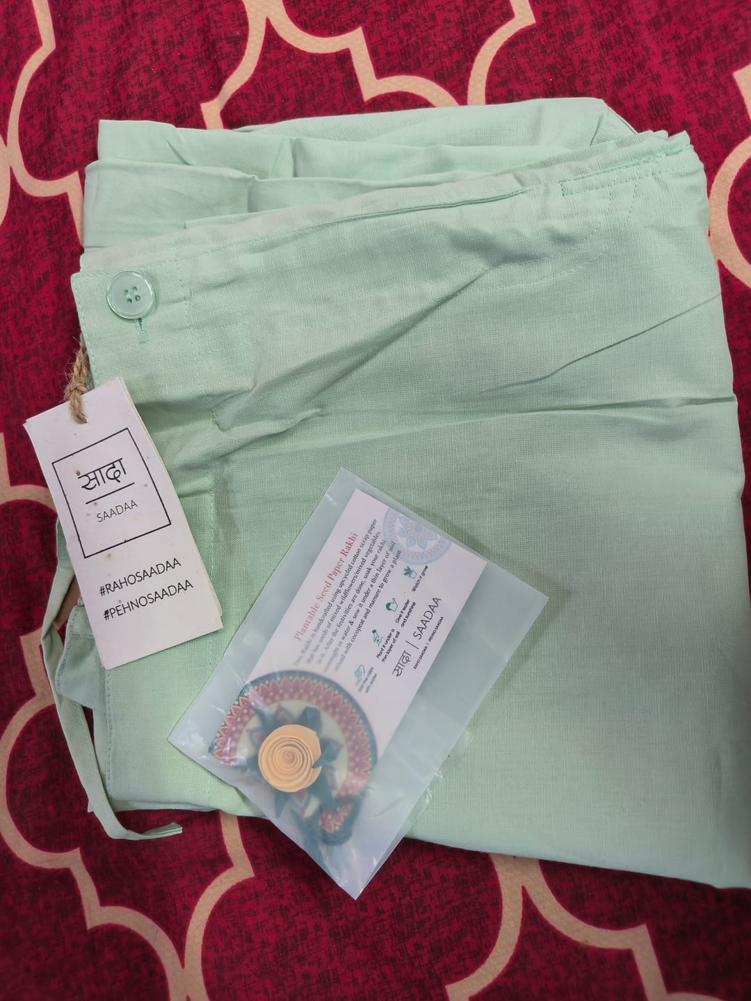 Customer photo review of Women Mint Green Airy Linen Straight Pant