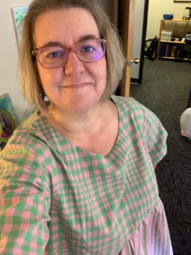 Customer photo review of YARA TOP | HUDSON STRIPE X CHEX