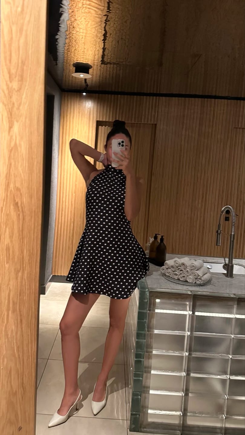 Customer photo review of Polka Dot Halter Dress