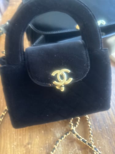Customer photo review of CC Quilted Mini Kelly Bag Black Velvet