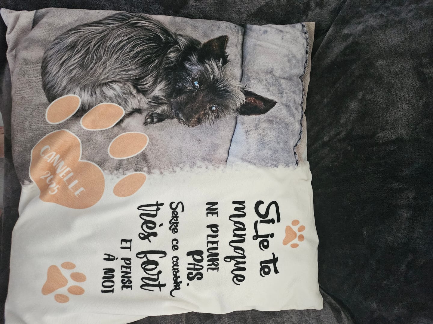 Customer photo review of Merci - Coussin personnalisé