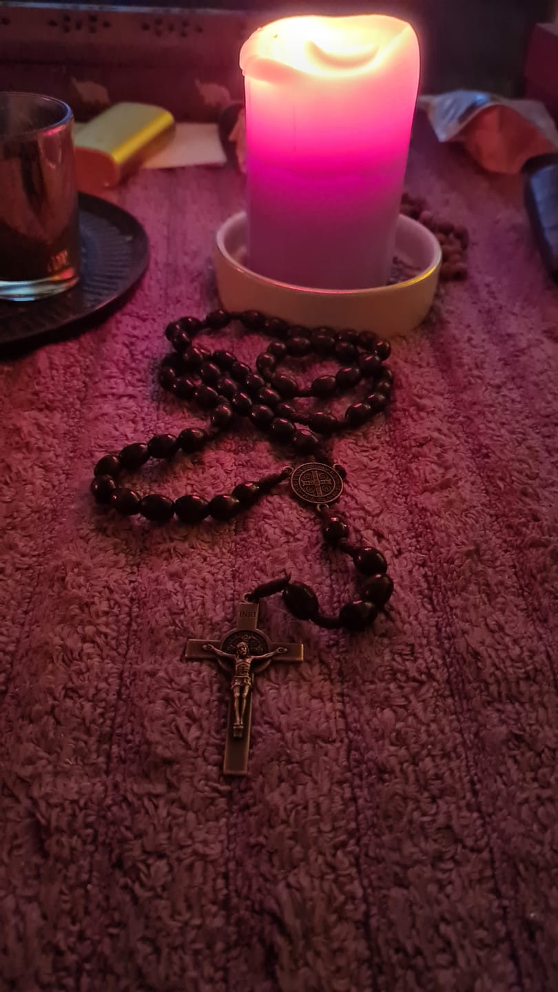 Customer photo review of Christianartworkshop St. Benedict Olive Wood Prayer Rosary