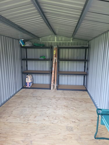 Customer photo review of REIBII 40"W Storage Shelves, 2000 lbs Heavy Duty Garage Shelving, Adjustable Metal Shelves For Basemnet Warehouse Commercial