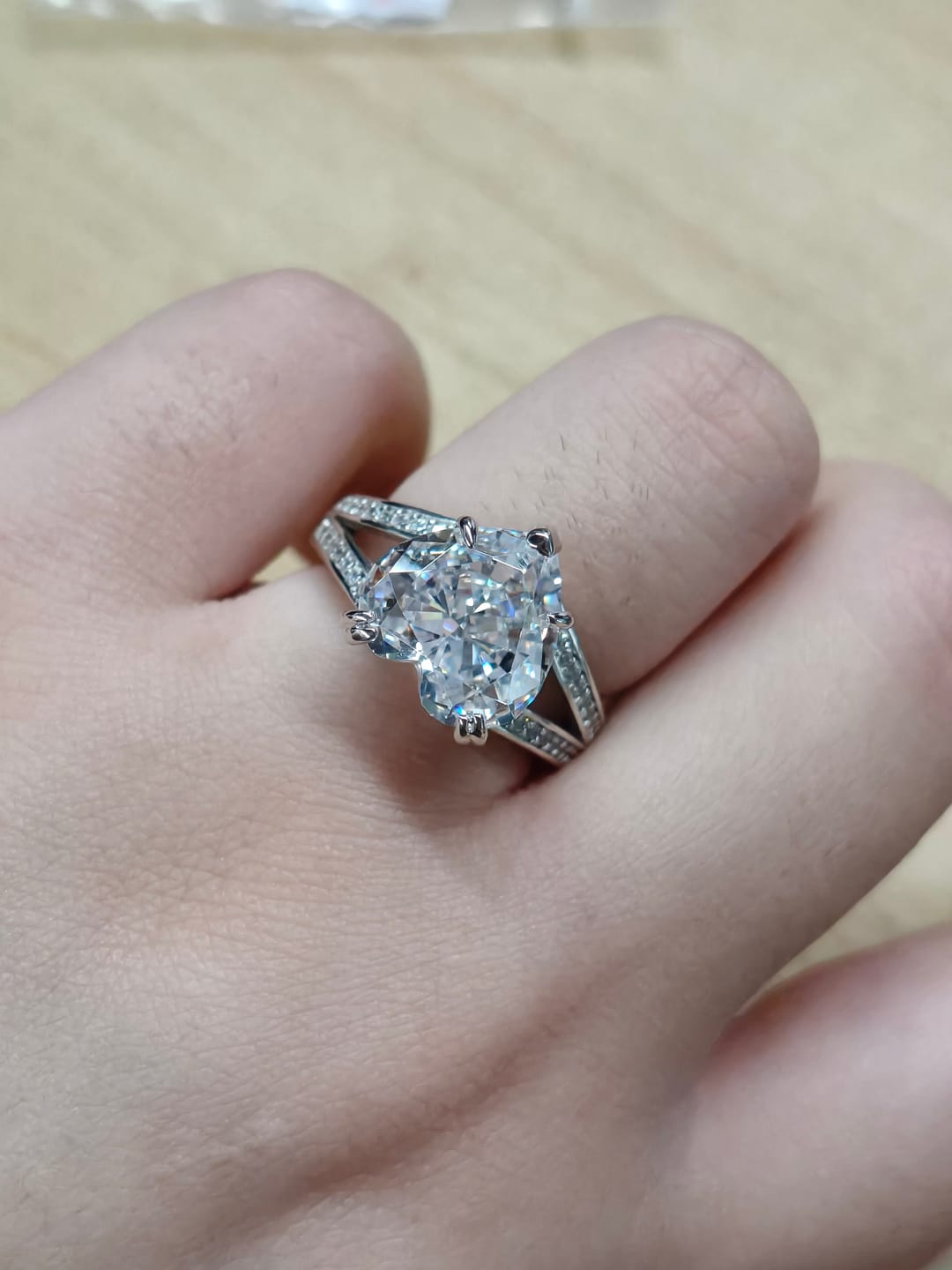 Customer photo review of Louily Exquisite 5.0 Carat Heart Cut Engagement Ring In Sterling Silver