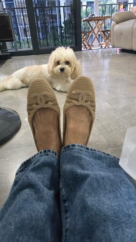 Customer photo review of CC 25P Ballet Flat Beige Raffia Large Logo