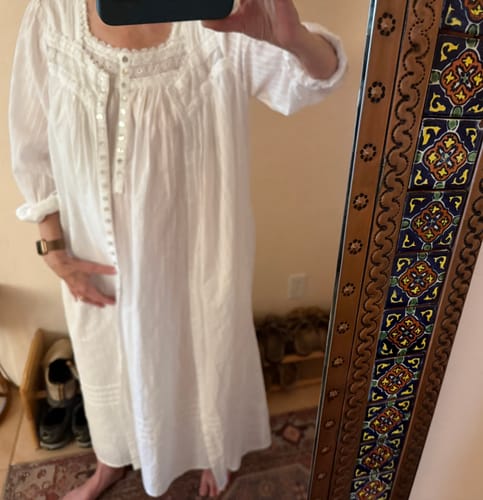 Customer photo review of The "Eileen" Dobby Stripe White Gown