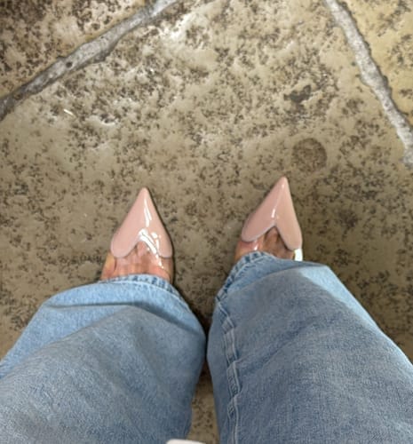 Customer photo review of ALAIA FLAT SLINGBACK IN BEIGE BISQUE PATENT CALFSKIN AND FILM