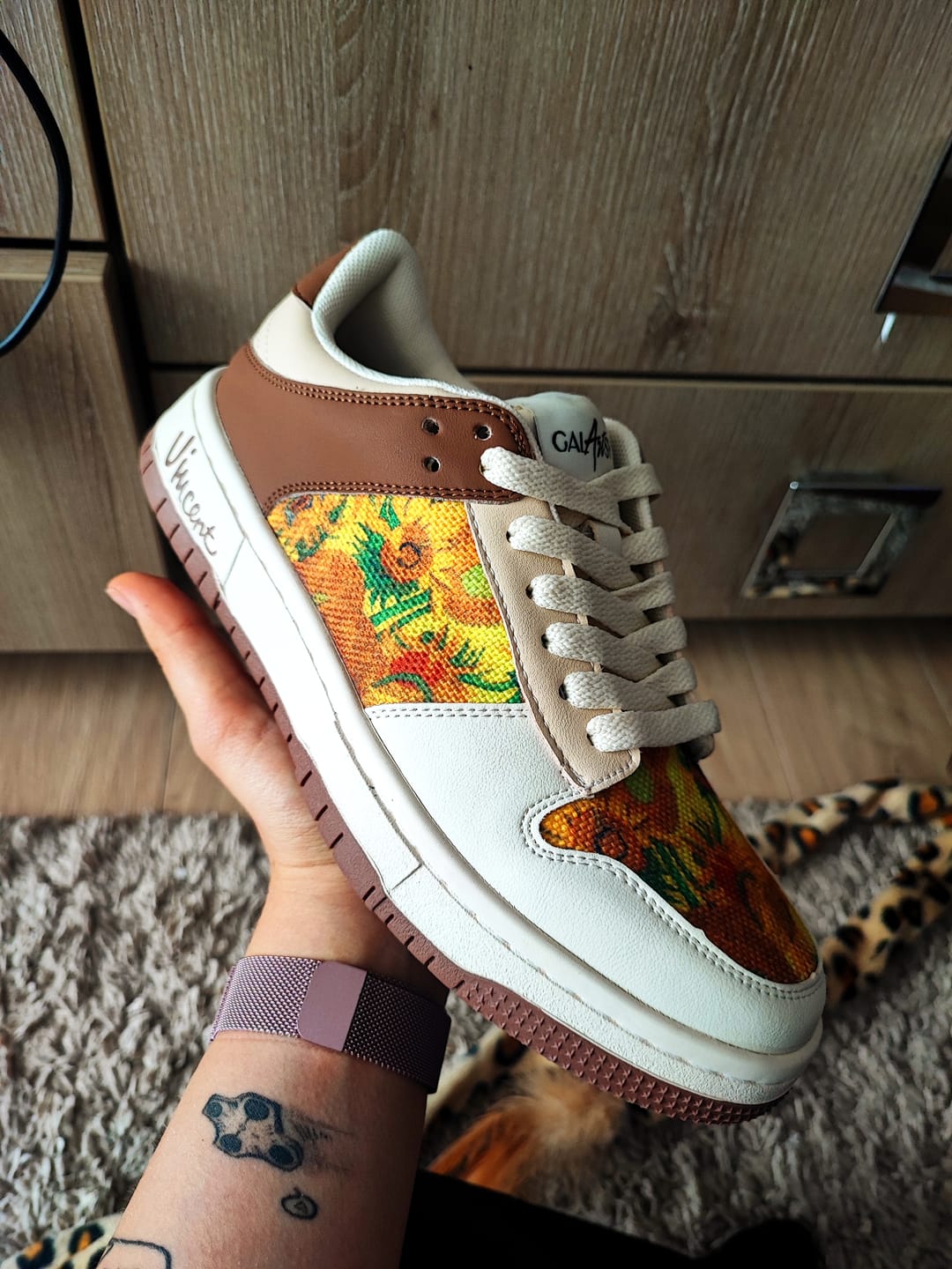 Customer photo review of Van Gogh Sunflowers inspired sneakers